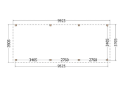 Constructiepakket aanbouwveranda | 9925x3905x2500mm links | fijnbezaagd Douglas