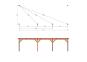Constructiepakket aanbouwveranda | 9925x3905x2500mm links | fijnbezaagd Douglas
