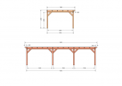 Constructiepakket aanbouwveranda | 9925x3905x2500mm links | fijnbezaagd Douglas