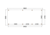 Constructiepakket aanbouwveranda | 8865x3905x2500mm links | fijnbezaagd Douglas