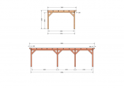 Constructiepakket aanbouwveranda | 8865x3905x2500mm links | fijnbezaagd Douglas