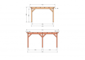 Constructiepakket plat dak | 5310x4105x2500mm | fijnbezaagd Douglas
