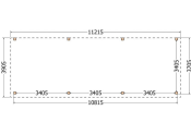Constructiepakket aanbouwveranda | 11215x3905x2500mm | fijnbezaagd Douglas