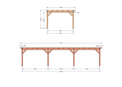 Constructiepakket aanbouwveranda | 11215x3905x2500mm | fijnbezaagd Douglas