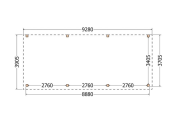 Constructiepakket aanbouwveranda | 9280x3905x2500mm | fijnbezaagd Douglas