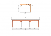 Constructiepakket aanbouwveranda | 9280x3905x2500mm | fijnbezaagd Douglas