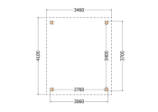 Constructiepakket plat dak | 3460x4105x2500mm | fijnbezaagd Douglas