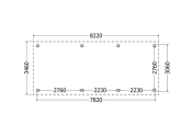 Constructiepakket plat dak | 8220x3460x2500mm | fijnbezaagd Douglas