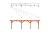 Constructiepakket plat dak | 8220x3460x2500mm | fijnbezaagd Douglas