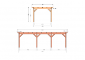 Constructiepakket plat dak | 8220x3460x2500mm | fijnbezaagd Douglas