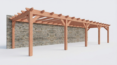 Constructiepakket aanbouwveranda | 12190x3905x2500mm | fijnbezaagd Douglas