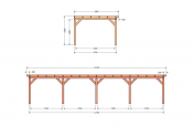 Constructiepakket aanbouwveranda | 12190x3905x2500mm | fijnbezaagd Douglas