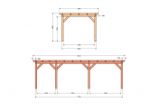 Constructiepakket plat dak | 8150x3460x2500mm | fijnbezaagd Douglas