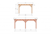Constructiepakket plat dak | 6370x4105x2500mm | fijnbezaagd Douglas