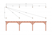 Constructiepakket plat dak | 11215x3460x2500mm | fijnbezaagd Douglas