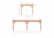 Constructiepakket plat dak | 7660x3460x2500mm | fijnbezaagd Douglas