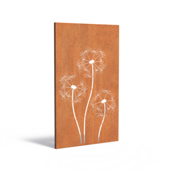 Paneel Nature 110x5x180 cm CorTen 2mm Drie Paardenbloemen