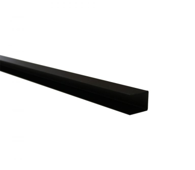 Stalen eindprofiel met structuur poedercoating t.b.v. H-gleufpaal, 3,4 x 3,7 x 200 cm, zwart RAL9005