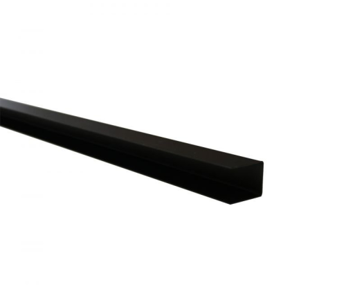 Stalen eindprofiel met structuur poedercoating t.b.v. H-gleufpaal, 3,4 x 3,7 x 200 cm, zwart RAL9005