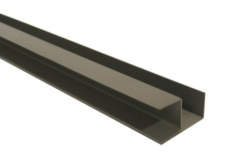 Stalen hoekprofiel met structuur poedercoating t.b.v. H-gleufpaal, 4 x 8 x 220 cm, kwartsgrijs RAL7039