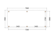 Constructiepakket zadeldak | 7660x3460x3760mm | fijnbezaagd Douglas