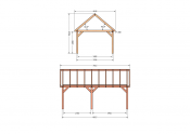 Constructiepakket zadeldak | 7015x4105x4030mm | fijnbezaagd Douglas