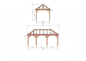 Constructiepakket schilddak | 7090x3460x3760mm | fijnbezaagd Douglas