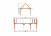 Constructiepakket zadeldak | 8865x4105x4030mm | fijnbezaagd Douglas