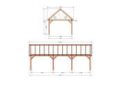 Constructiepakket zadeldak | 9925x4105x4030mm | fijnbezaagd Douglas