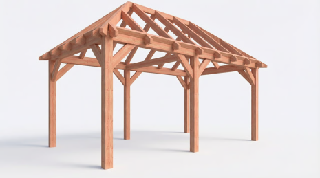 Constructiepakket schilddak | 5840x3460x3760mm | fijnbezaagd Douglas