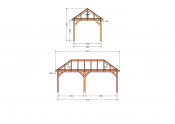 Constructiepakket schilddak | 7015x3460x3760mm | fijnbezaagd Douglas