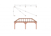 Constructiepakket schilddak | 7660x3460x3760mm | fijnbezaagd Douglas