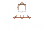 Constructiepakket schilddak | 7660x3460x3760mm | fijnbezaagd Douglas