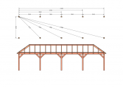 Constructiepakket schilddak | 12190x3460x3760mm | fijnbezaagd Douglas