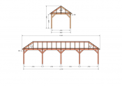 Constructiepakket schilddak | 12190x3460x3760mm | fijnbezaagd Douglas