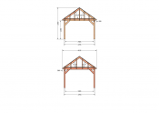 Constructiepakket schilddak | 4105x4105x4030mm | fijnbezaagd Douglas