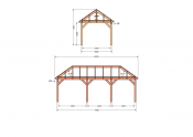 Constructiepakket schilddak | 8220x3460x3760mm | fijnbezaagd Douglas