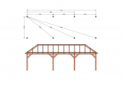Constructiepakket schilddak | 9925x3460x3760mm | fijnbezaagd Douglas