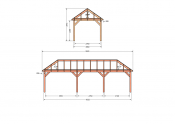 Constructiepakket schilddak | 9925x3460x3760mm | fijnbezaagd Douglas