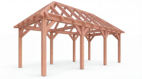Constructiepakket schilddak | 7690x3460x3760mm | fijnbezaagd Douglas