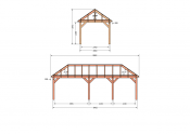 Constructiepakket schilddak | 8865x3460x3760mm | fijnbezaagd Douglas