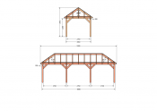 Constructiepakket schilddak | 9280x3460x3760mm | fijnbezaagd Douglas