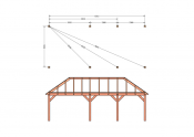 Constructiepakket schilddak | 8865x4105x4030mm | fijnbezaagd Douglas