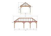 Constructiepakket schilddak | 8865x4105x4030mm | fijnbezaagd Douglas