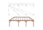 Constructiepakket schilddak | 9925x4105x4030mm | fijnbezaagd Douglas