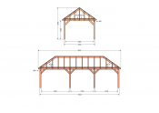 Constructiepakket schilddak | 9925x4105x4030mm | fijnbezaagd Douglas