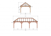 Constructiepakket schilddak | 9280x4105x4030mm | fijnbezaagd Douglas