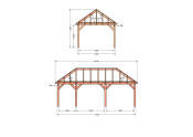 Constructiepakket schilddak | 8150x4105x4030mm | fijnbezaagd Douglas