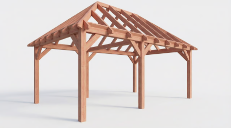 Constructiepakket schilddak | 6485x4105x4030mm | fijnbezaagd Douglas