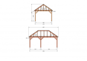Constructiepakket schilddak | 6485x4105x4030mm | fijnbezaagd Douglas